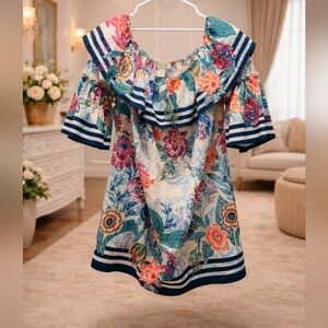 Flying Tomato Large Off The Shoulder Floral Ruffle Midi Dress